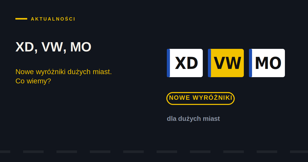 XD, VW, MO – nowe wyróżniki dużych miast. Co wiemy?